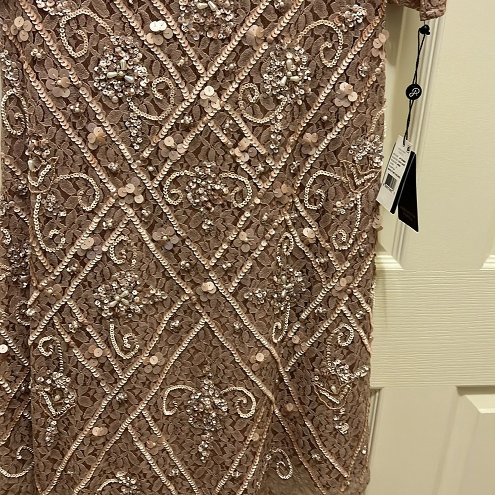 Adrianna Papell Boat Neck 3/4 Sleeves Back Zipper Midi Beaded Dress-ROSE… - Picture 7 of 11
